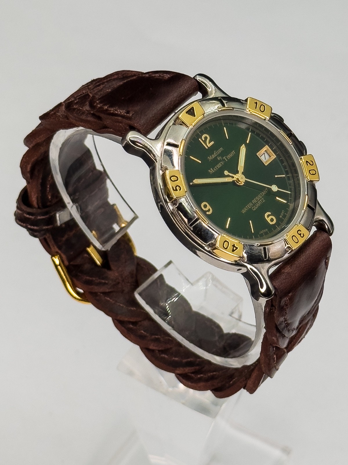 Vintage Madison by Mathey-Tissot Watch Green Dial Two-Tone Ref 9127 V377