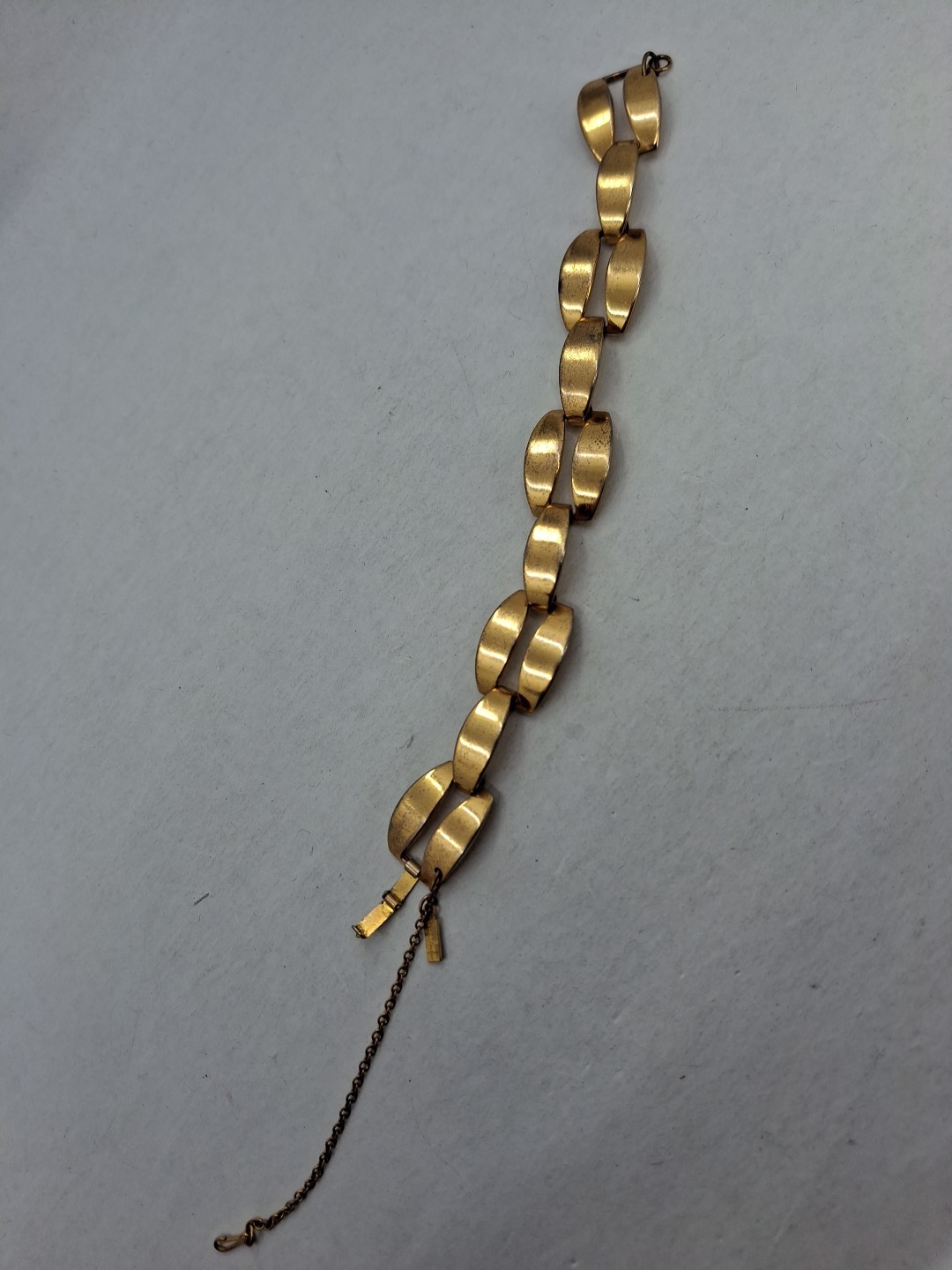 Vintage Monet Jewelers Gold Plated Chunky Double Link Bracelet With Safety Chain