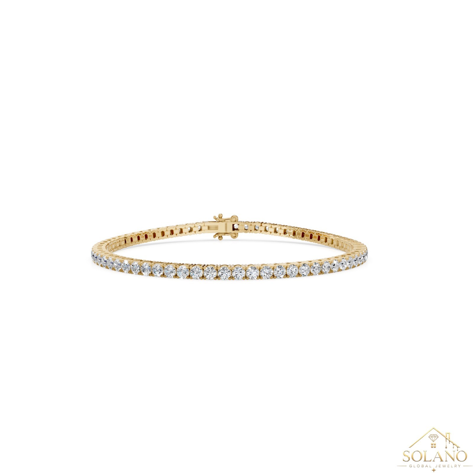 3.89 Ct tw Round Diamond Tennis Bracelet 14K Yellow Gold