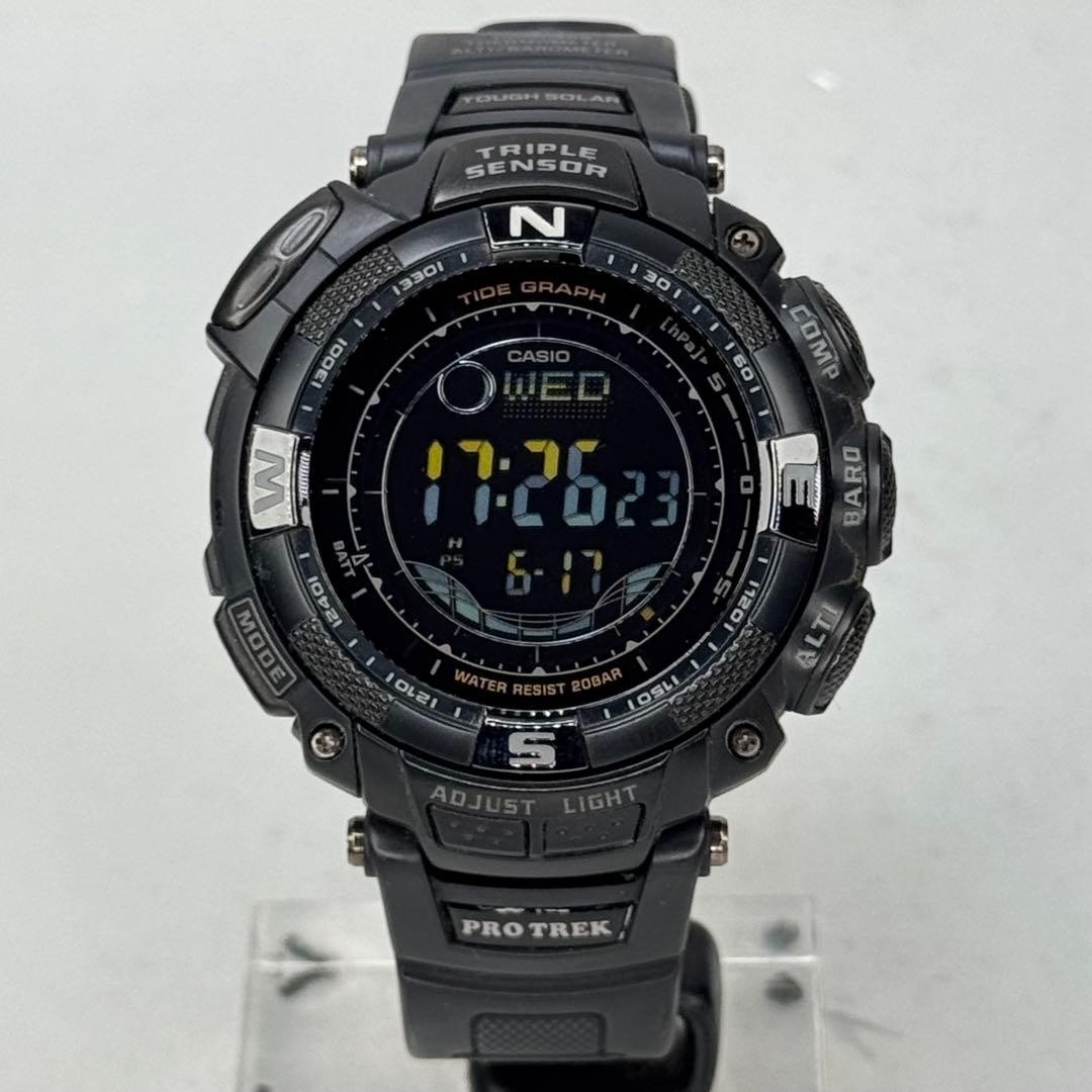 Rare PROTREK PRG 130Y Tough Solar Black Inverted LCD
