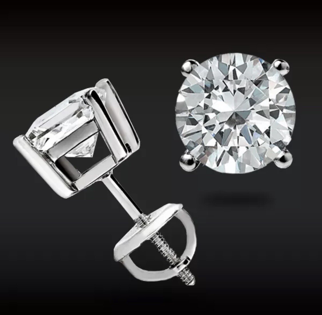 6.00 Ct Cut FL/D Certified Moissanite Solitaire Stud Earrings 14K White Gold 9mm