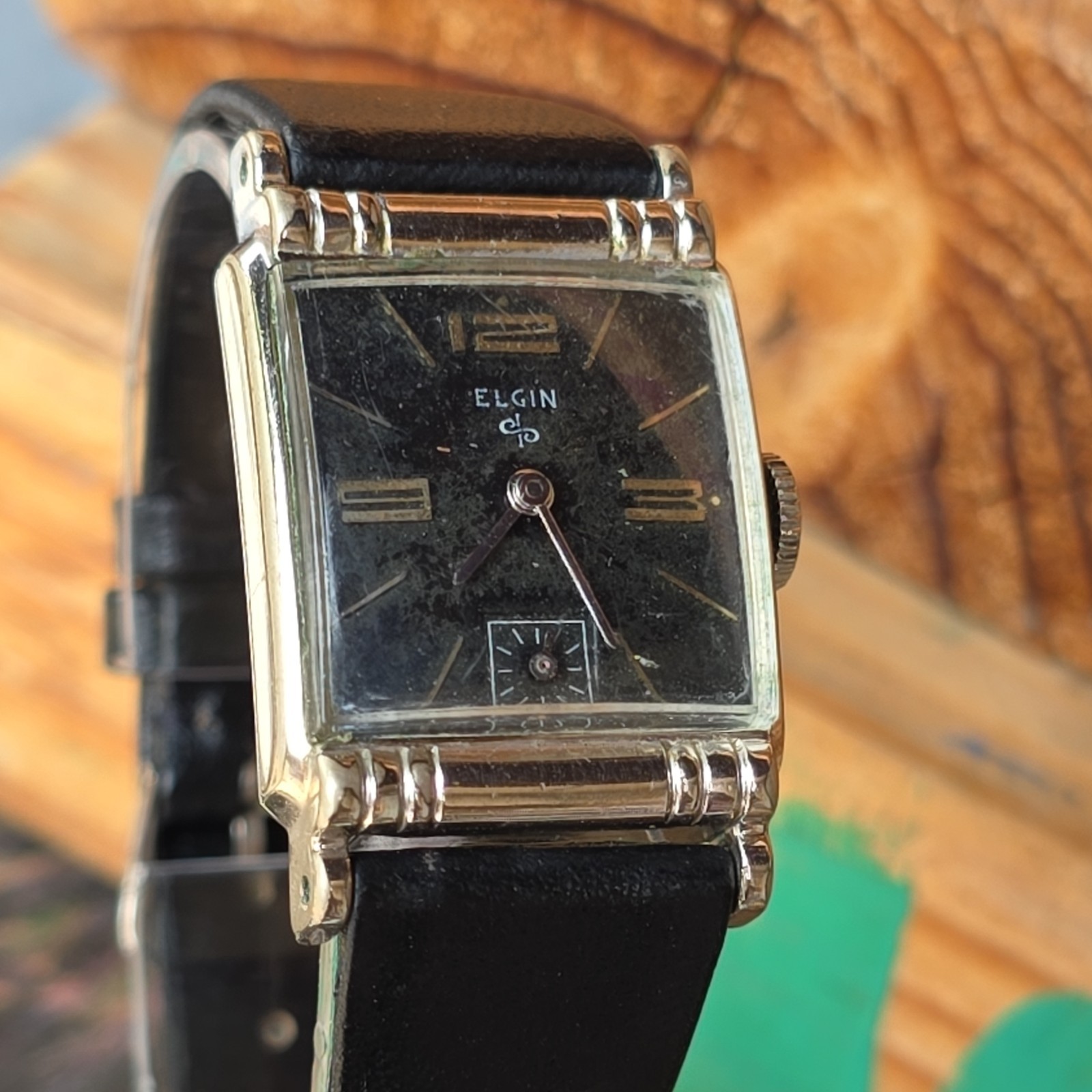 Vtg. 1950s Elgin 23mm Manual Wind, Art Deco Lugs, 10k White GF Case, Runs Smooth