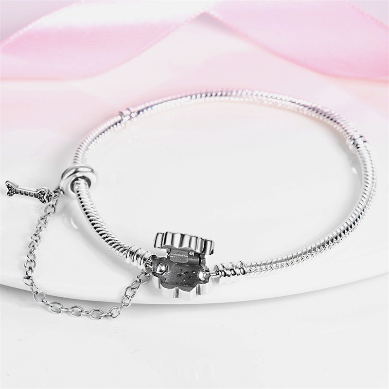 KUNSIR 925 Sterling Silver Bracelet With Flower&Pet Claw Charm Adjustable Chain
