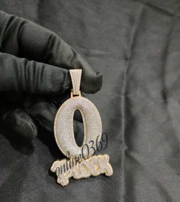 Men’s O Block Custom Layer Letter Pendant in VS SI Lab Grown Diamond 925 Silver
