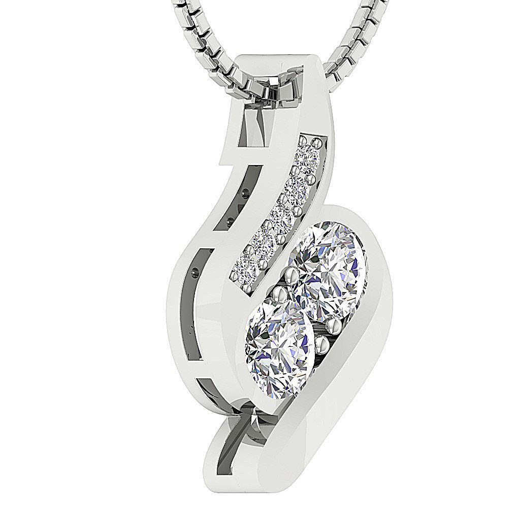 VS F 0.75 Carat Lab Grown Diamond Forever Us Two Stone 14K Gold Fashion Pendant