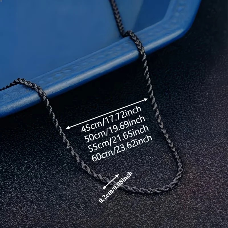 2mm Rope Chain Necklaces for Men Women Black Twisted Sigapore Links Choker Basic