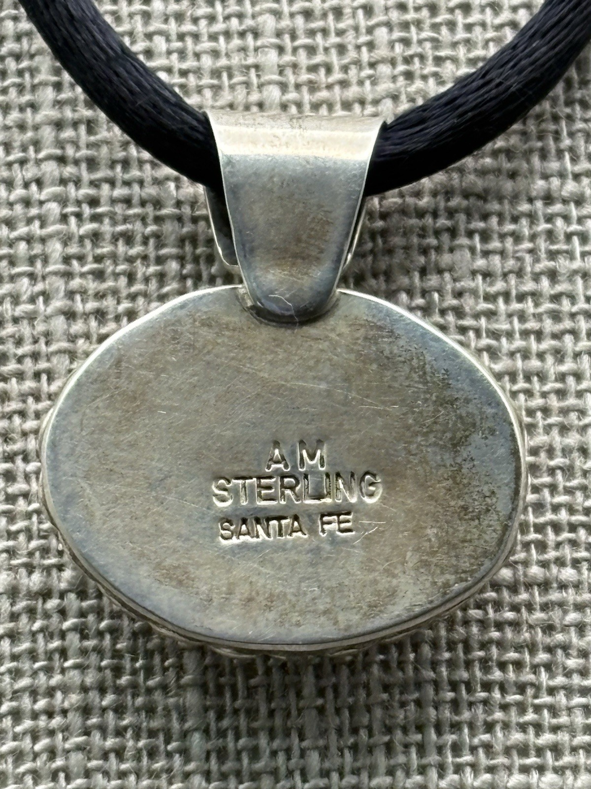 Vintage Sterling Silver AM Santa FE Pendant Necklace Southwestern Multi Stone 7g