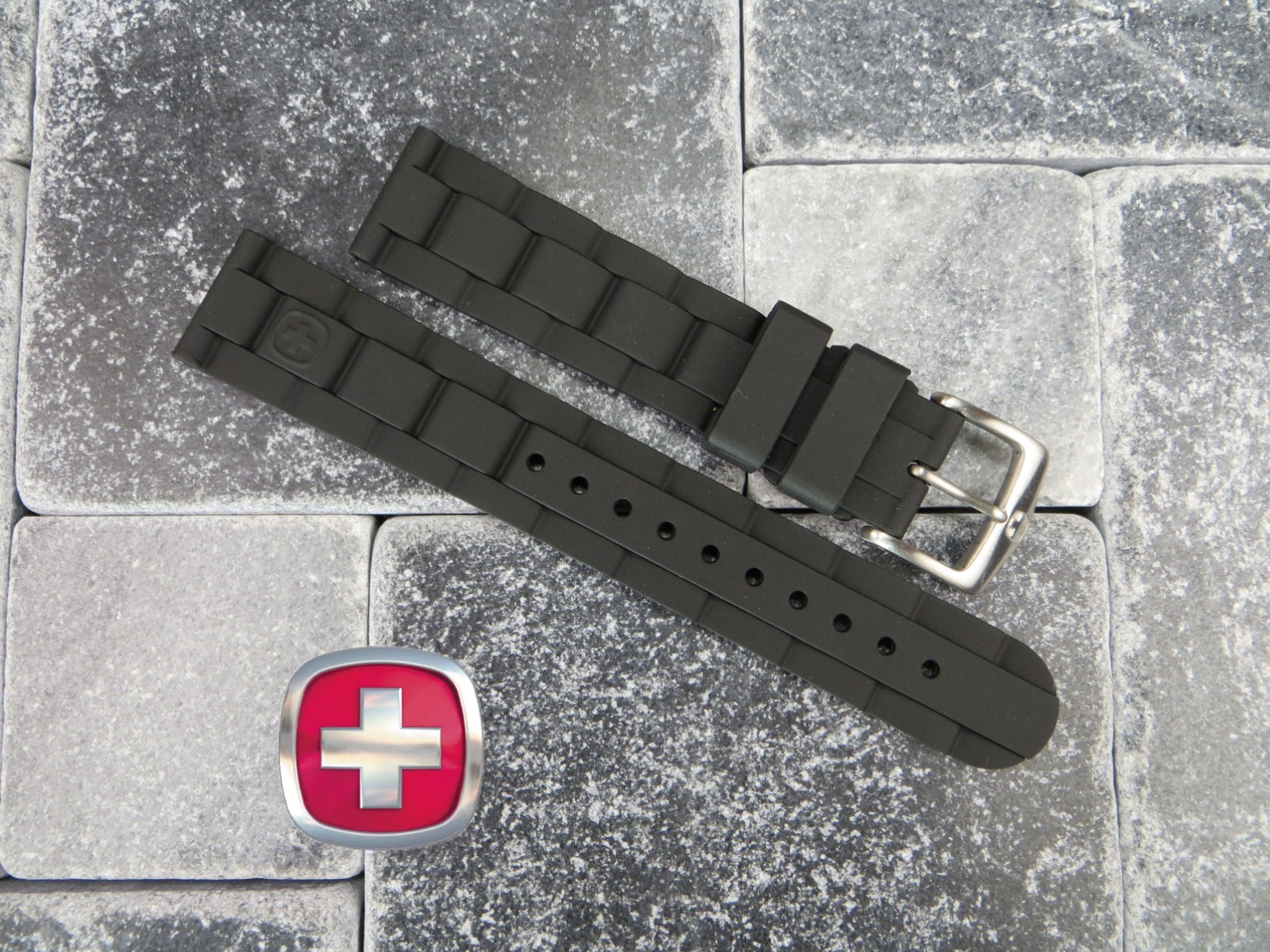 New Victorinox Swiss Army Rubber Strap Black Diver Watch Band 20mm 19mm X1 V
