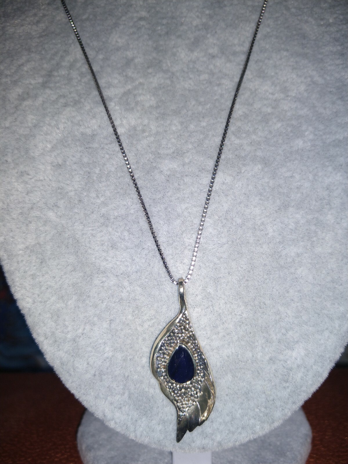 BALI LEGACY Diffused Blue Sapphire Pendant/Sterling Silver Hand Made  2.28 ctw