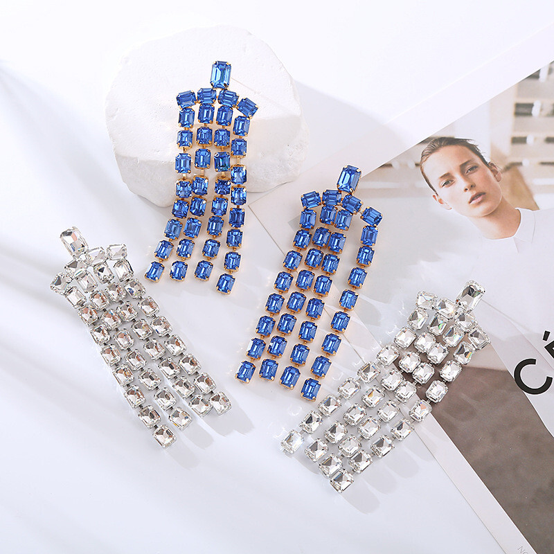 Earrings High-Grade Personality Exaggerated Trend Diamond Women Long Fringe