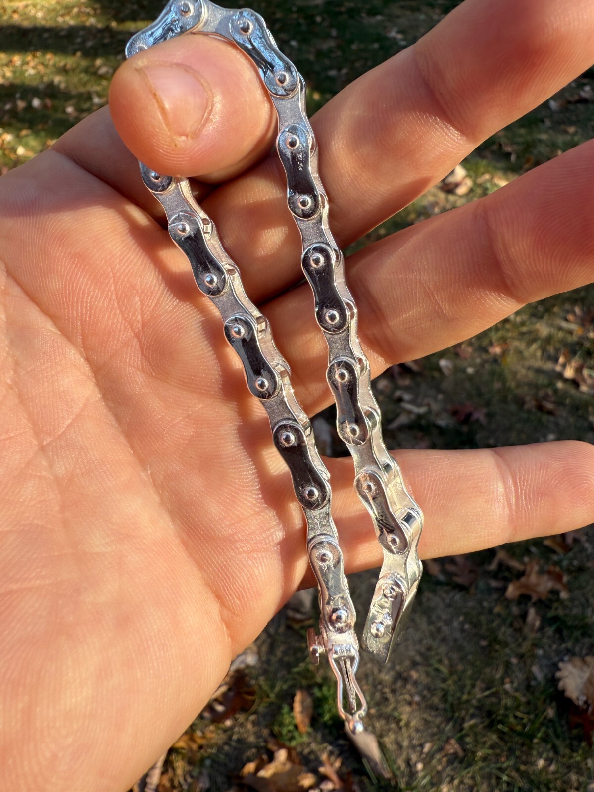 Bicycle Link Bracelet Real 925 Silver Handmade 9mm Bike Motorcycle Custom Chain