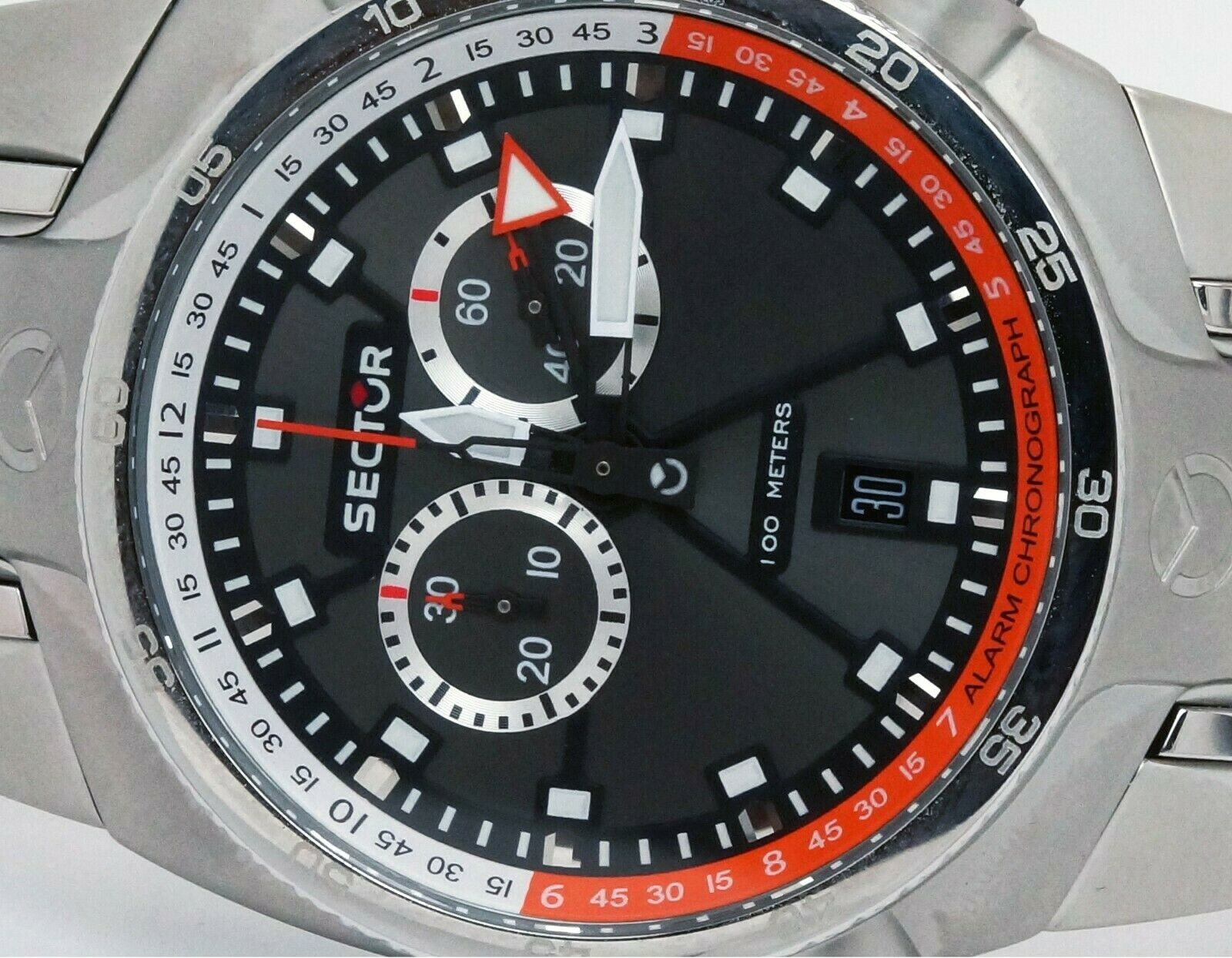 NEW SECTOR R3271695125 SWISS ALARM CHRONOGRAPH STEEL SPORT WATCH ANALOG QUARTZ