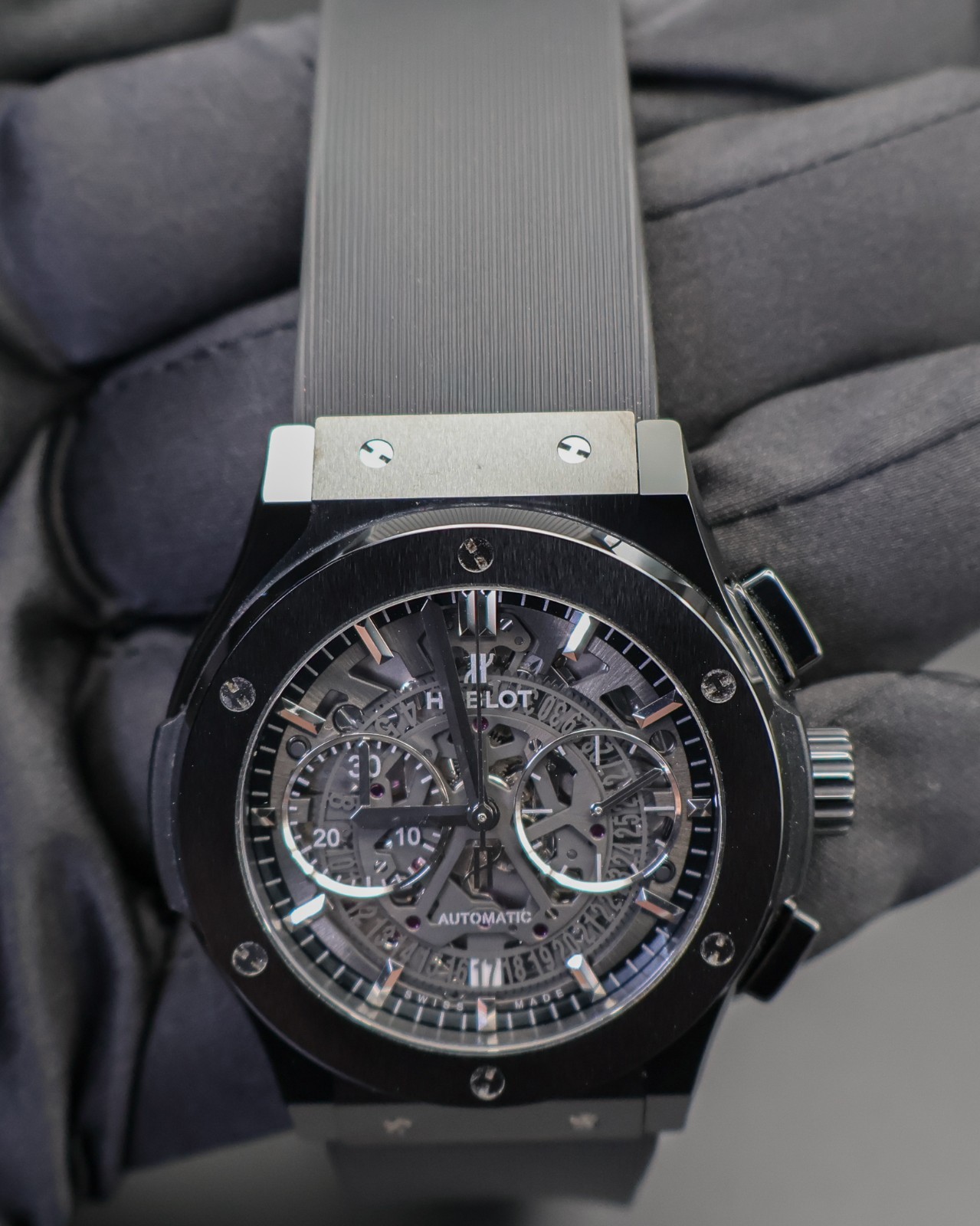 Hublot Classic Fusion Aerofusion Black Magic Skeleton 525.CM.0170.RX $18.8k MSRP
