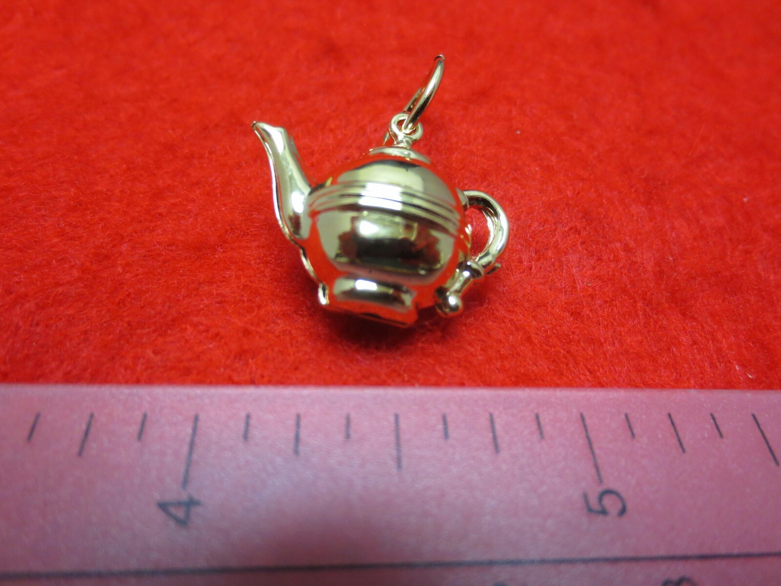14 KT GOLD EP 3D 7/8ths INCH WIDE TEA POT 3D CHARM WITH 20″ ROPE CHAIN-A108