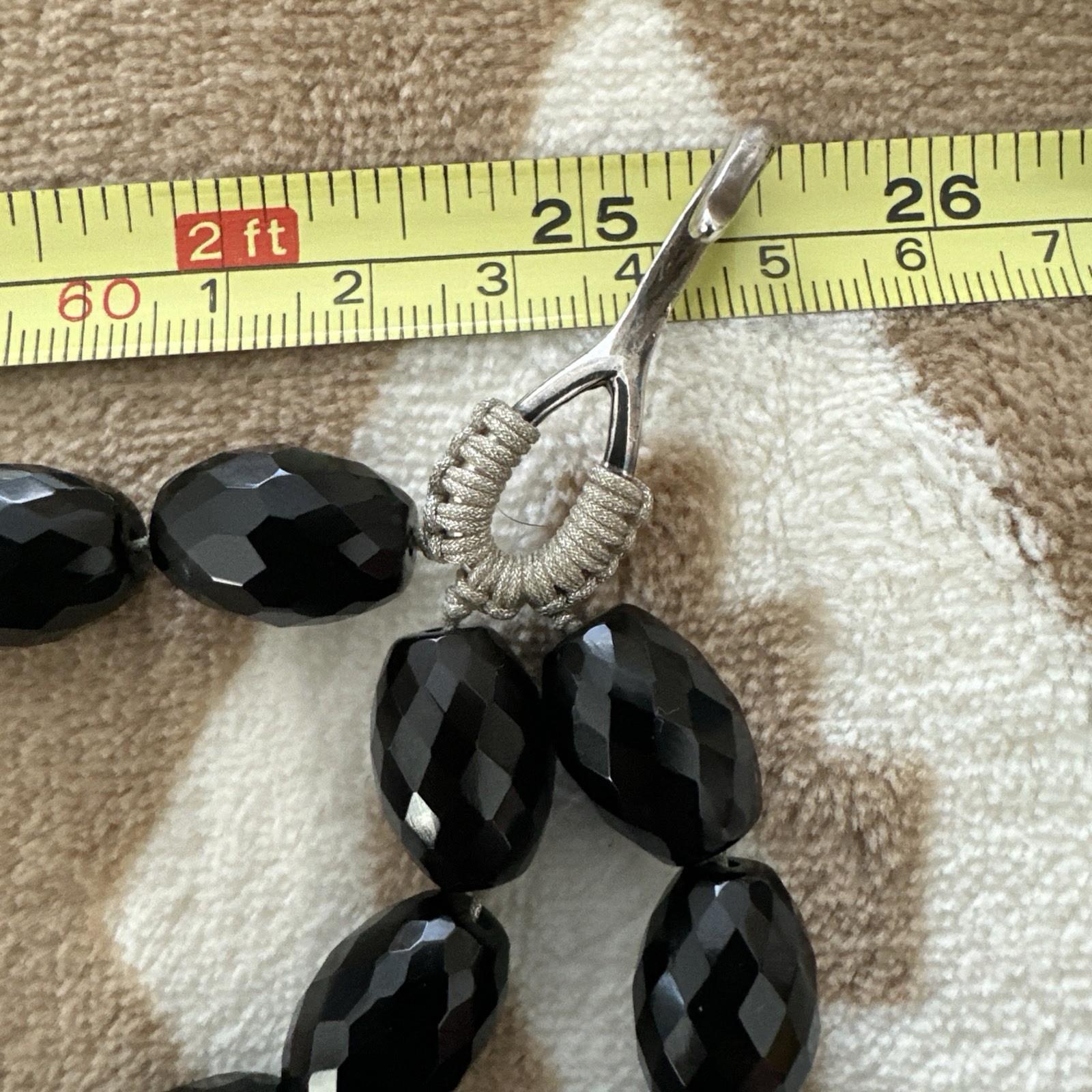 Simon Alcantara Faceted Black Bead Cube Quartz Clear Strand Statement Necklace