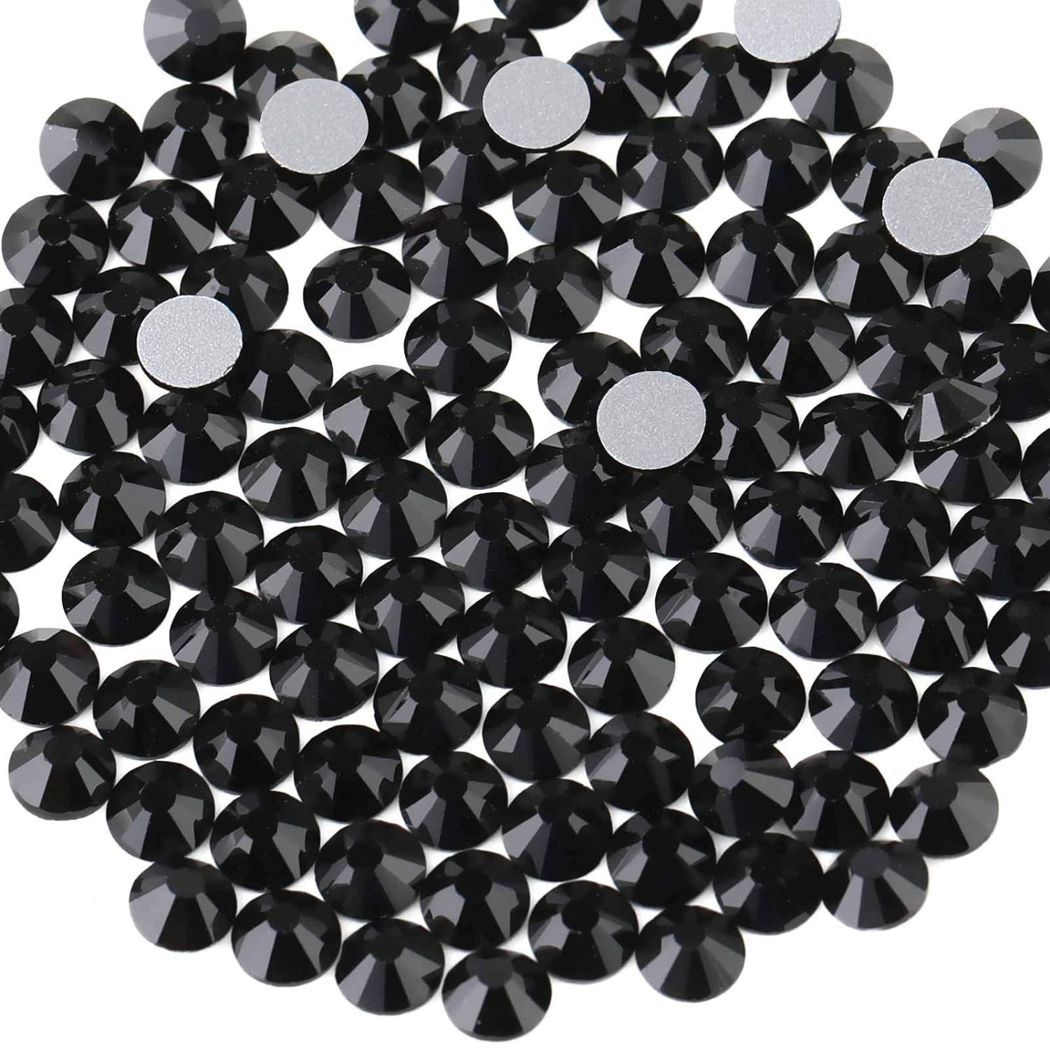 Versatile 1440-Piece Jet Black Flat Back Rhinestones for Crafting & Accessories