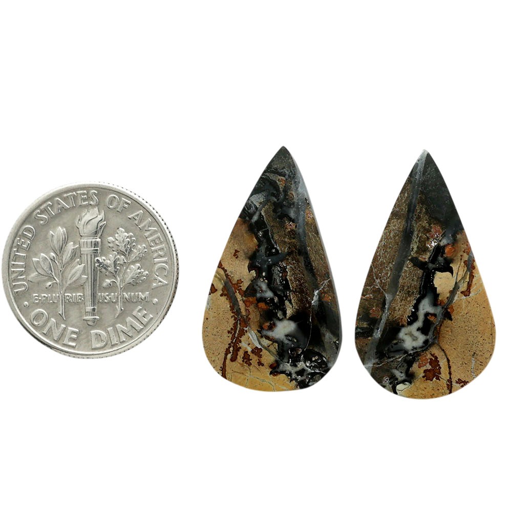 Natural Maligano Jasper Pair 14×24.7×4.5 mm Pear Shape Gemstone LS53-07082