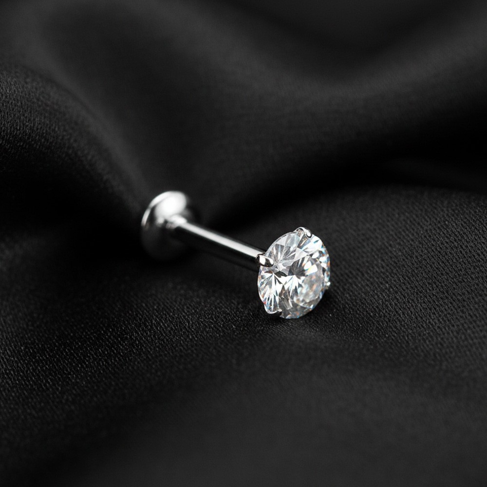 Implant Grade Titanium OneFit Threadless Moissanite Sparkle Flat Back Labret