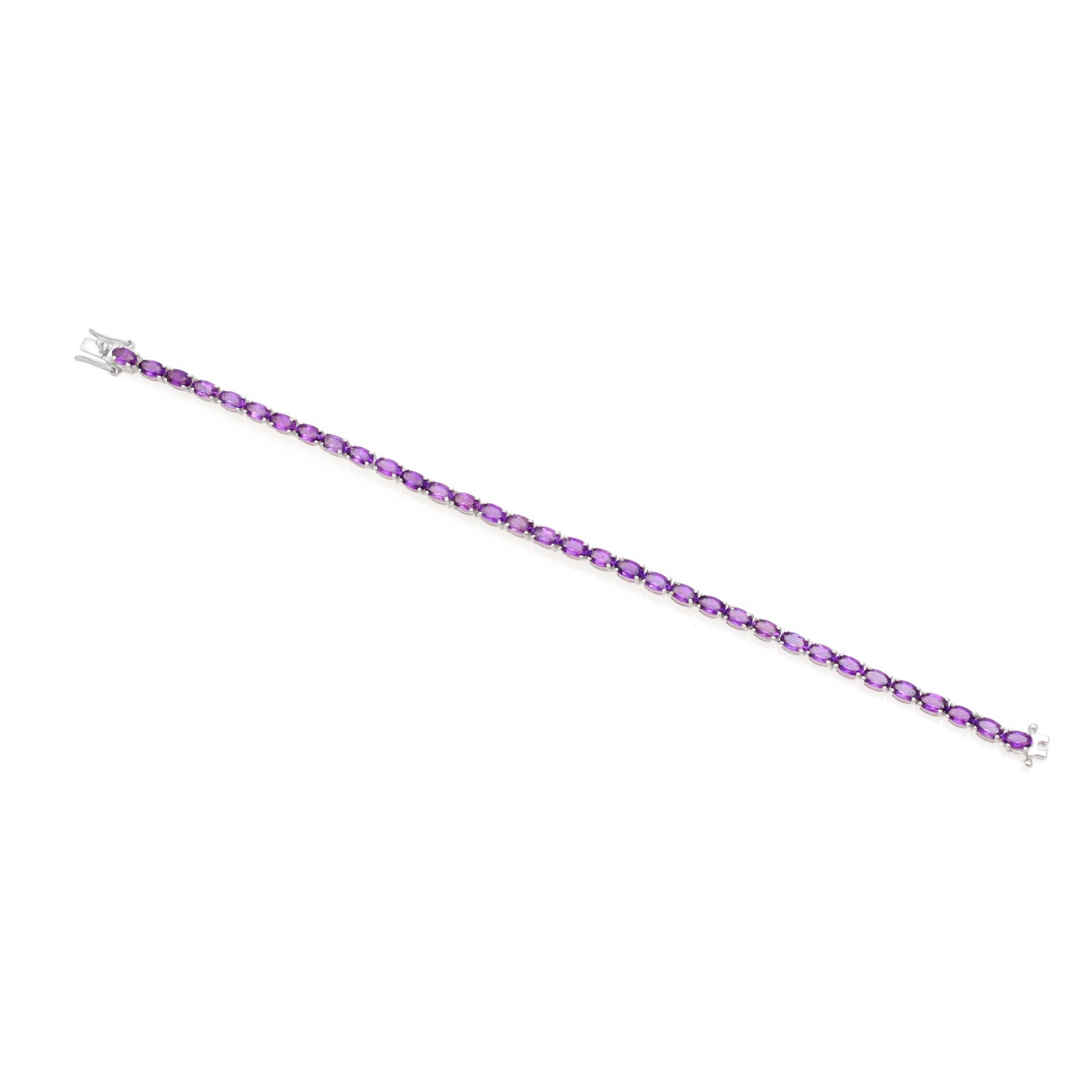 7.88ctw Amethyst Tennis Bracelet 925 Sterling Silver Stone 3*5mm | Size 7 In