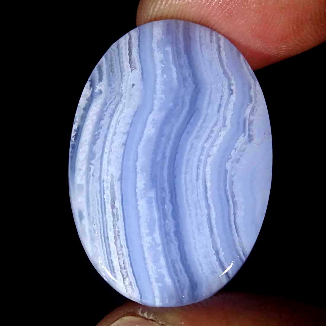 47.40Cts Natural Blue Lace Agate Oval Cabochon Loose Gemstone 25x38x6 mm