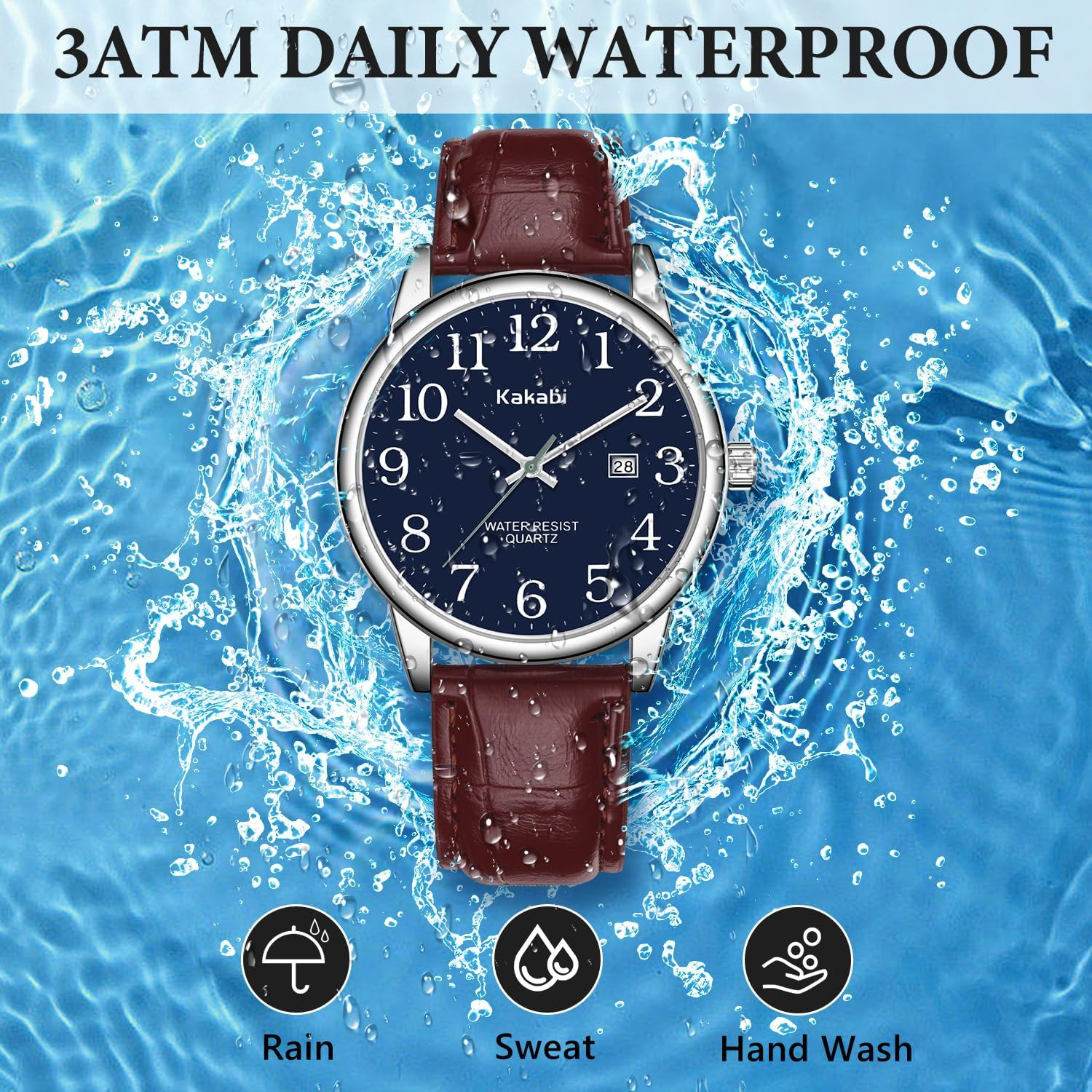 Watch for Men, Easy Reader Unisex Analog Quartz Waterproof Wristwatch with Date