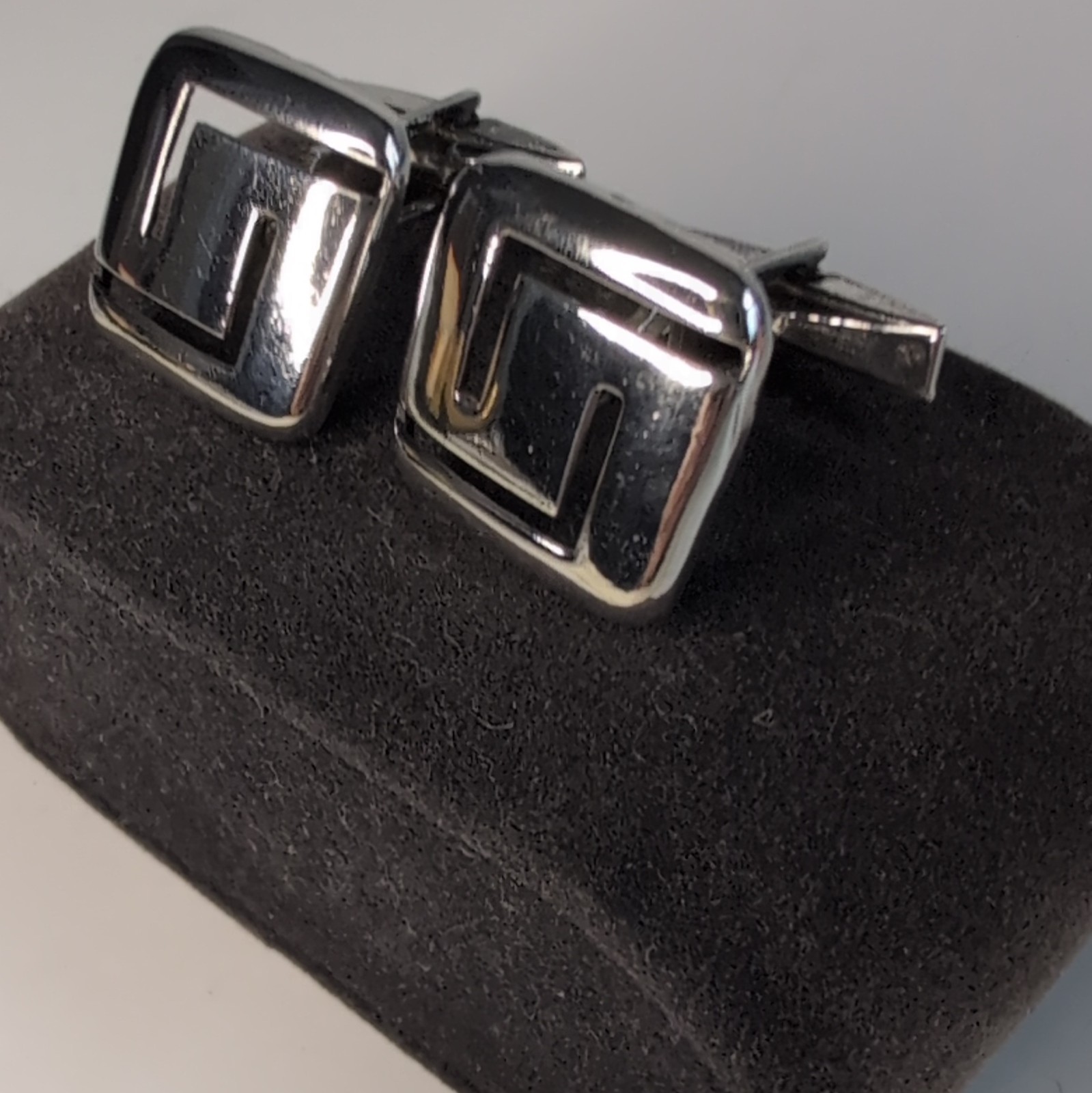 Vintage Sterling Silver Greek Key Cutout Cufflinks