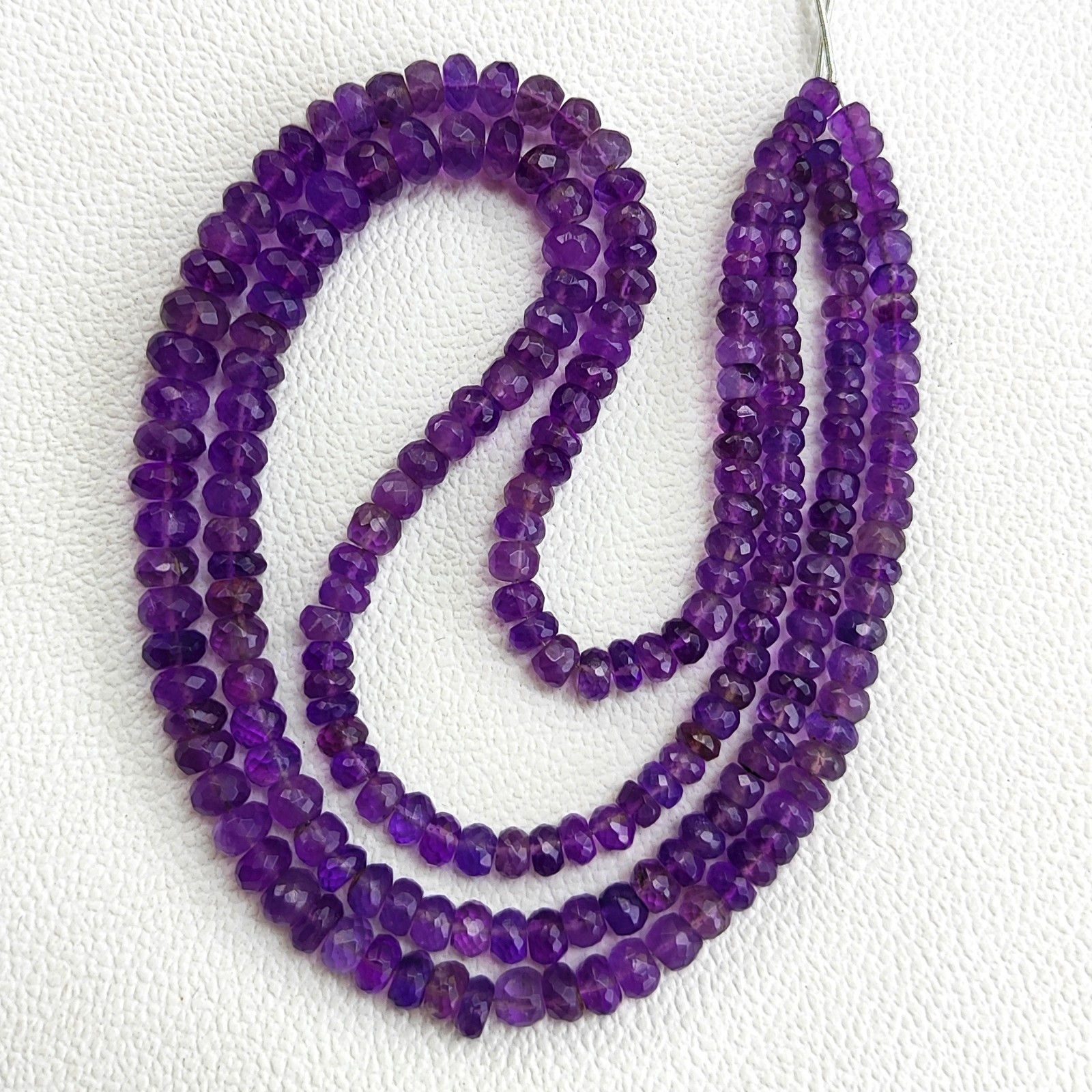 5-8mm Brazil Amethyst Faceted Rondelle Beads 16″ Strand Natural Purple Gemstone