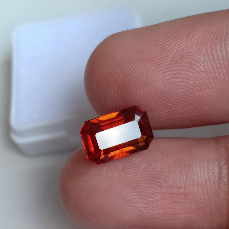 Genuine Red Hessonite Garnet Faceted From Mozambique May Birthstone Gem 4 Ct