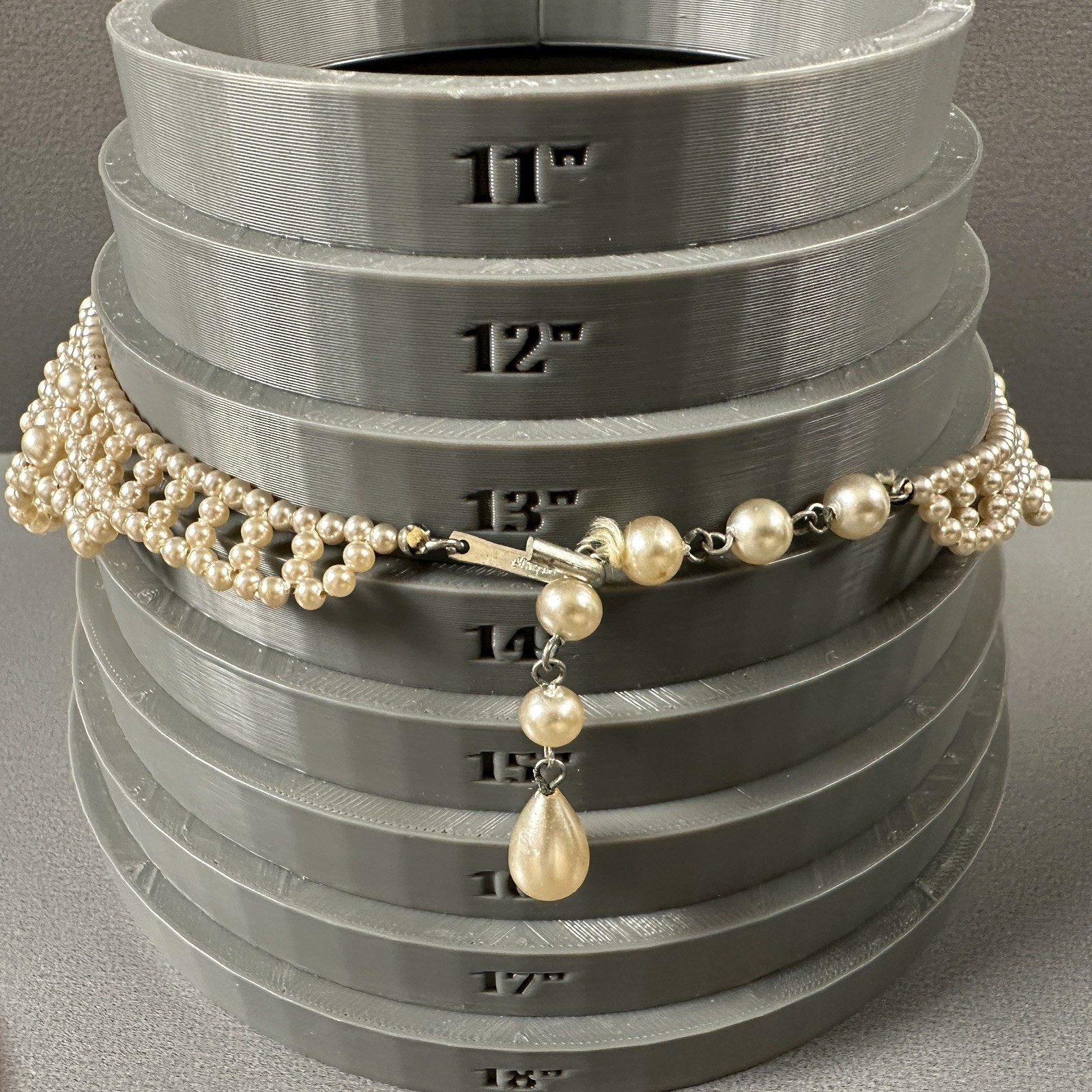 Vintage Beaded Necklace Bib Collar Choker Cream 13″