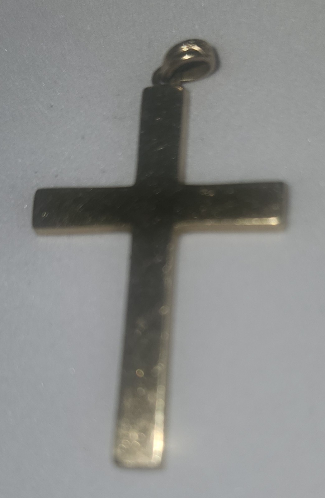 10K Yellow Gold Signed ESEMCO Etched Cross Pendant 1.18 Inch Long, 3/4 Inch Wide