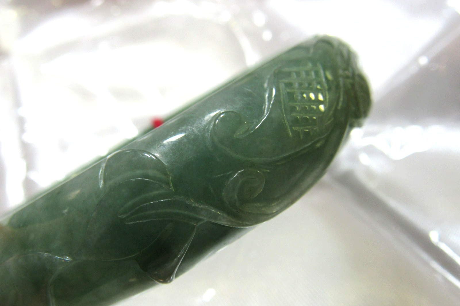 61mm NATURAL Green Jade Carved Dragon Phoenix Shou Bangle Bracelet 2-6.5/16″