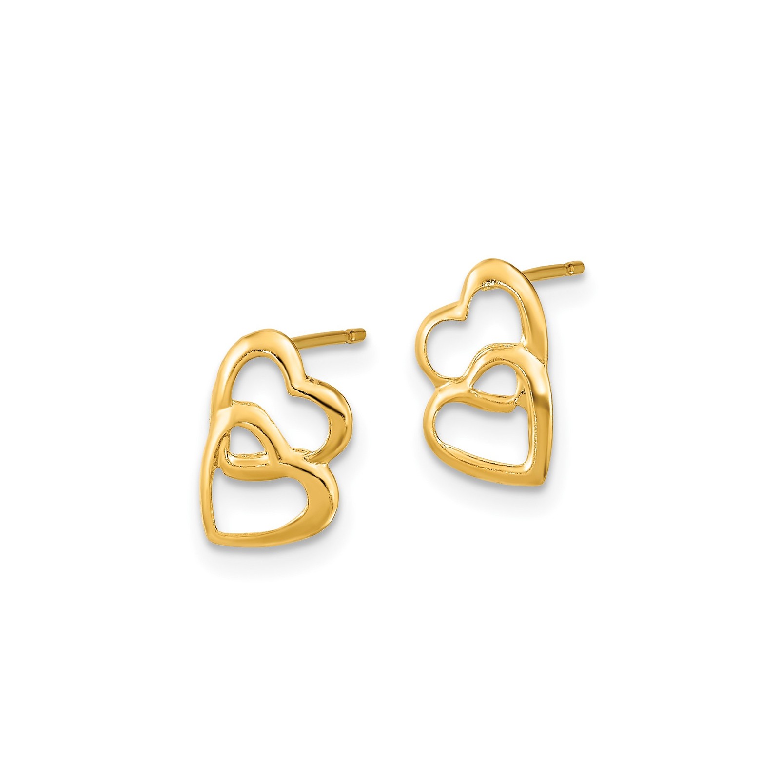 14k Yellow Gold Childrens Hearts Post Earrings