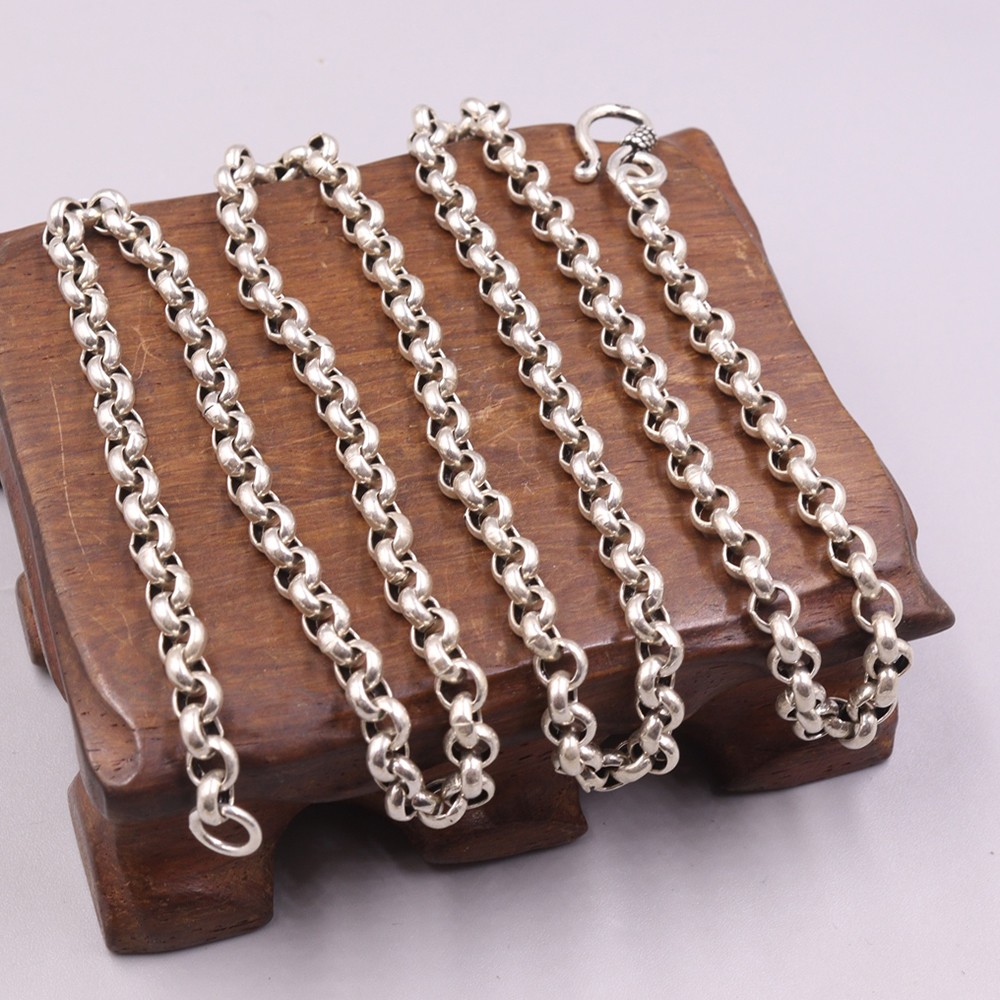 Pure S925 Sterling Silver Chain 4mm Square Cable Link Necklace 26-27g 25.6inch