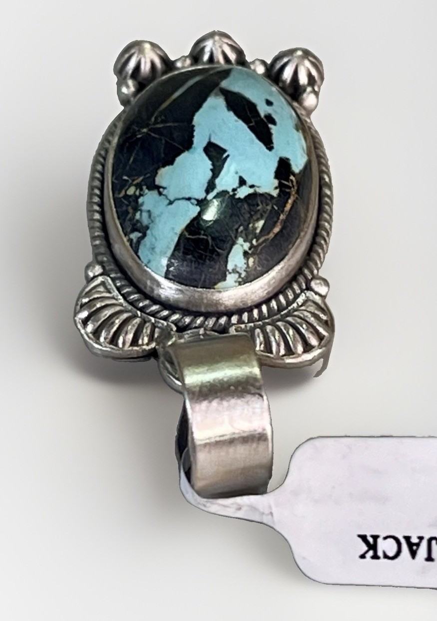 Sterling Silver Blackjack Turquoise Pendant Southwestern Native American Style