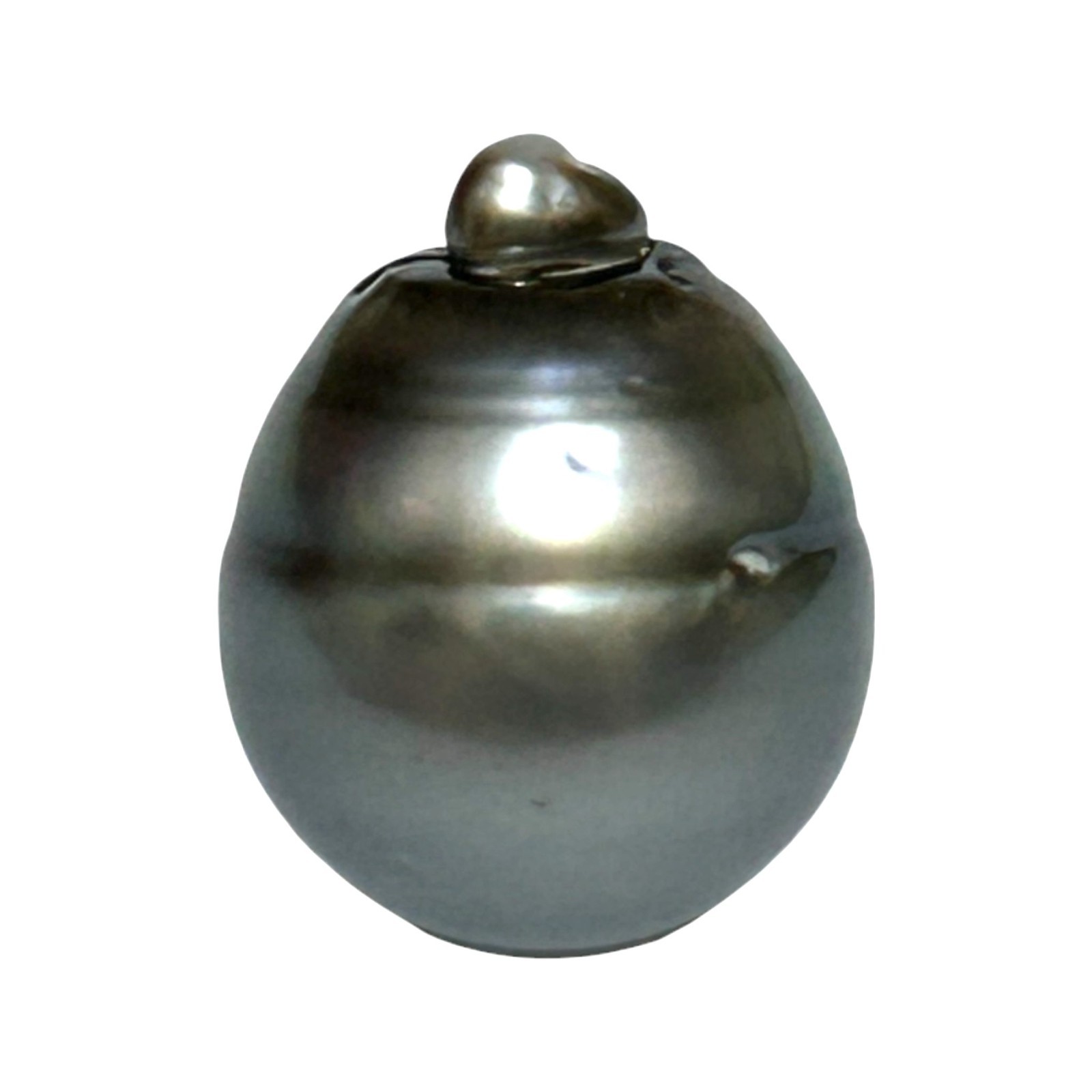 Radiant 14.6 x 16.6mm 24.7 Carat Tahitian South Sea Peacock Grey Green Pearl