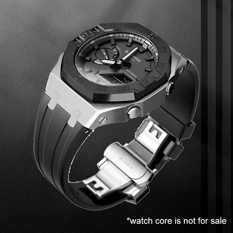 Steel Dial Bezel Mod Kit Case Band for G-Shock GA-2100 GA2110 Metal Rubber Strap