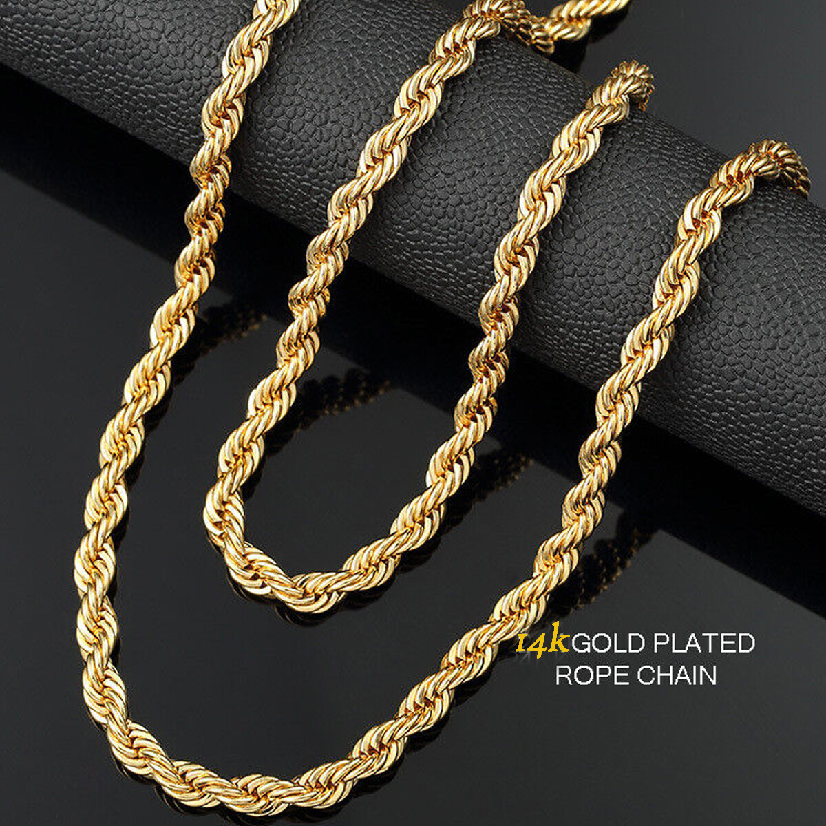 14K Gold Plated High Fashion 24″ inch Italy Rope Chain Necklace 2.5 mm-10 mm