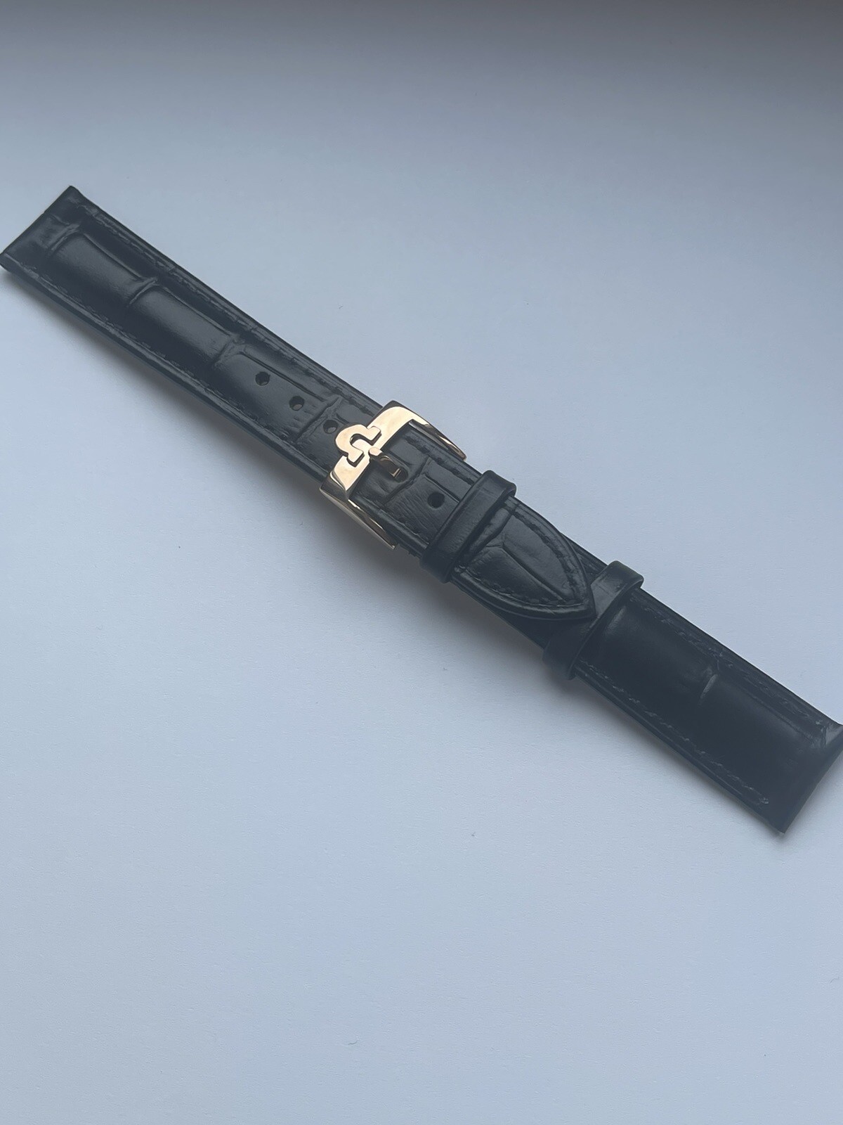 Beautiful NEW 18mm FOR OMEGA Black Leather With Rose Gold Buckle BARGAIN!