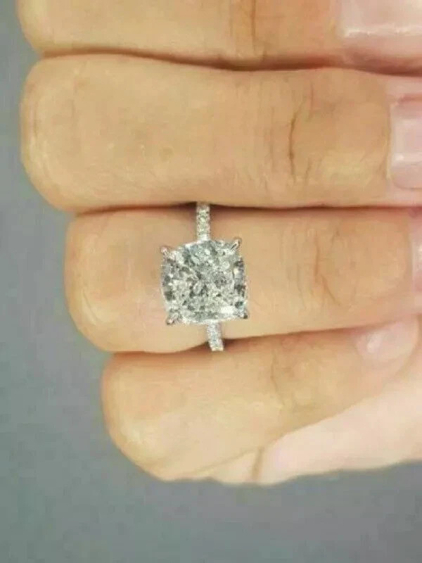 1.50 Ct Cushion Cut Lab-Created Diamond Wedding Ring 14K White Gold Over