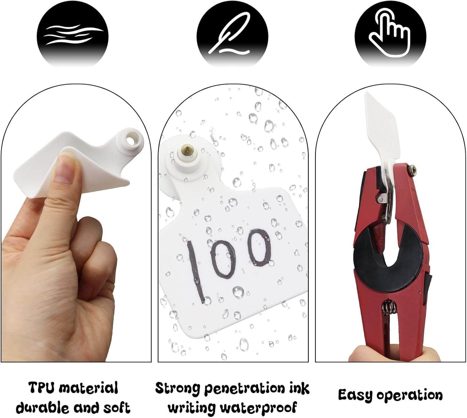 100 Pieces Blank Cattle Ear Tags with Pliers,Tpu Blank Animal Identification Liv