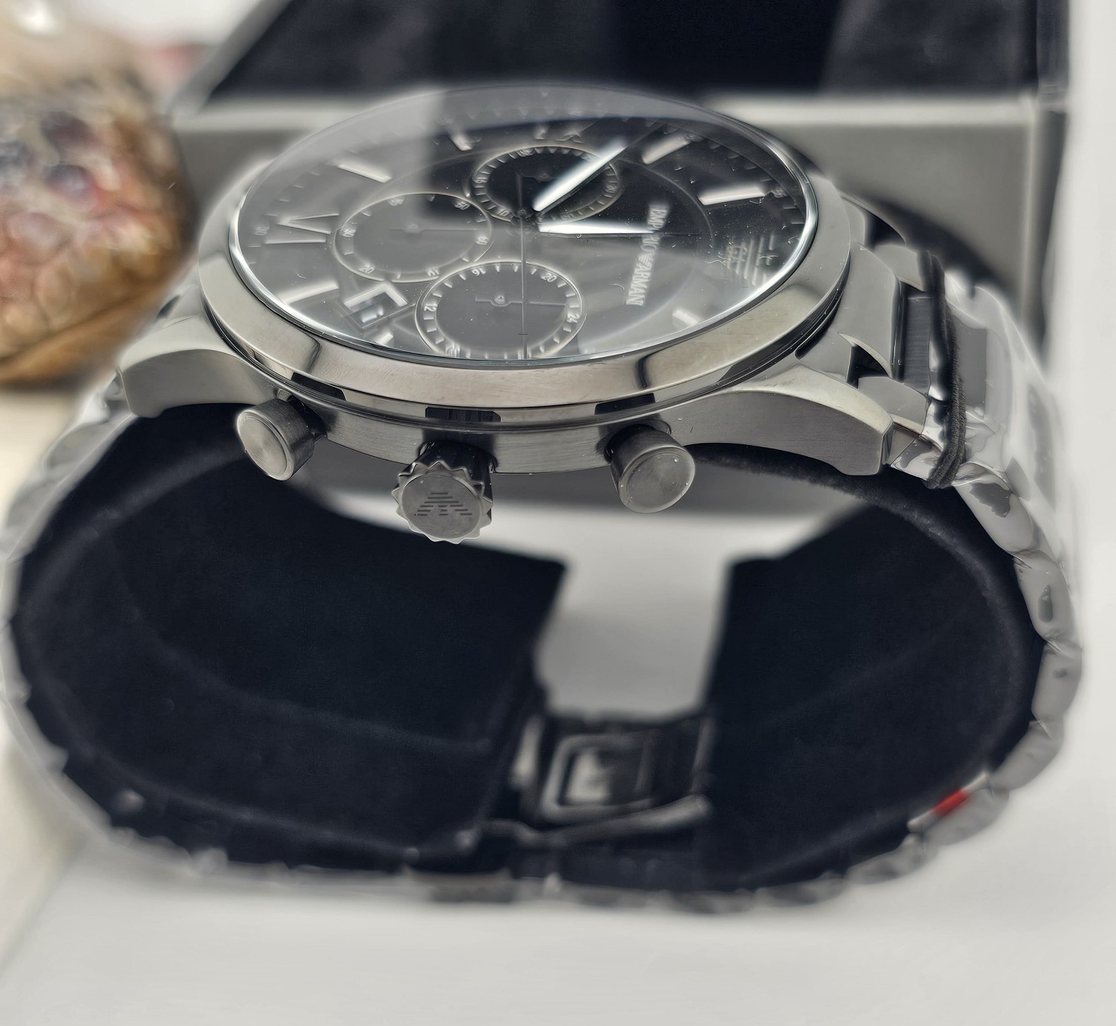 EMPORIO ARMANI MENS WATCH AR11349 BLACK DIAL AND STIANLESS STEEL STRAP AUTHENTIC