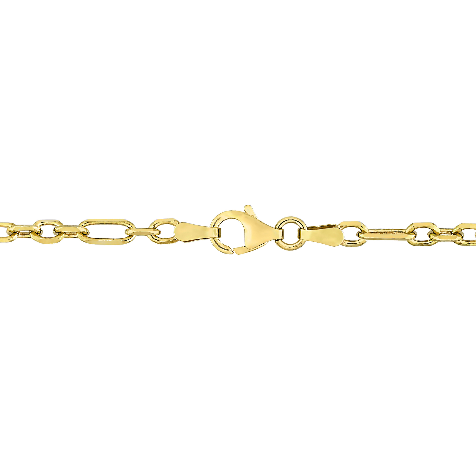Amour Yellow Plated Silver 3mm Diamond Cut Figaro Chain Necklace – 18 in.