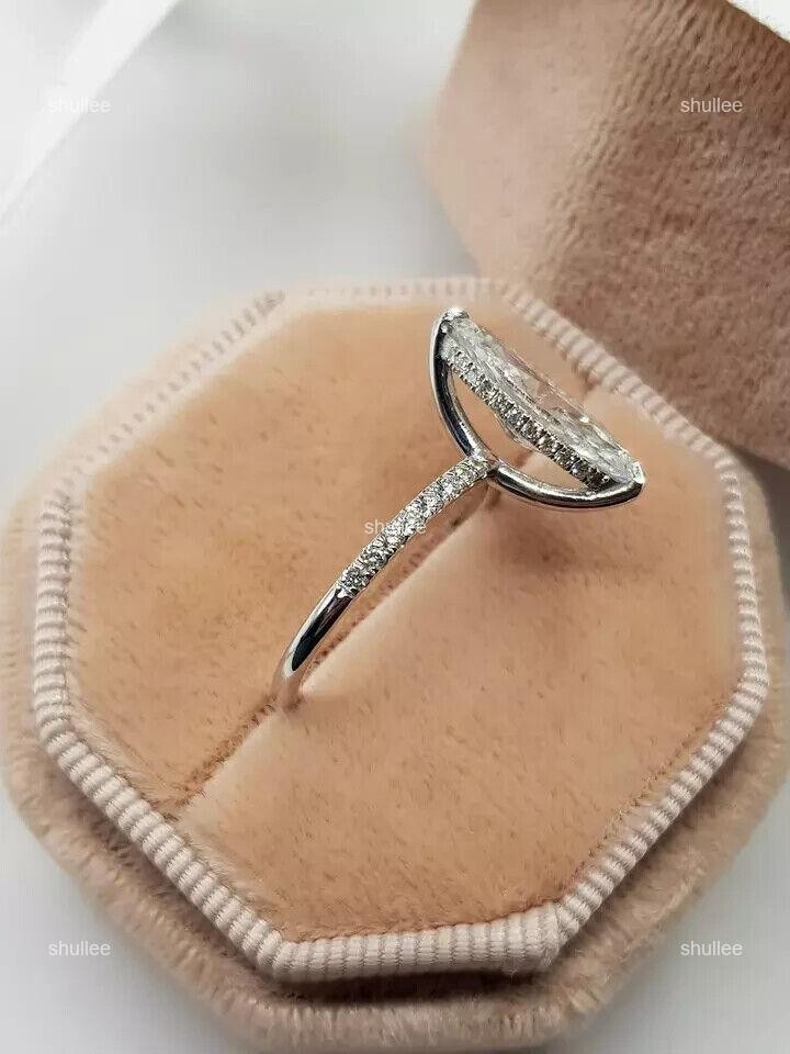 Lab Grown Diamond Anniversary Solitaire with Accents Ring Jewelry 14K White Gold