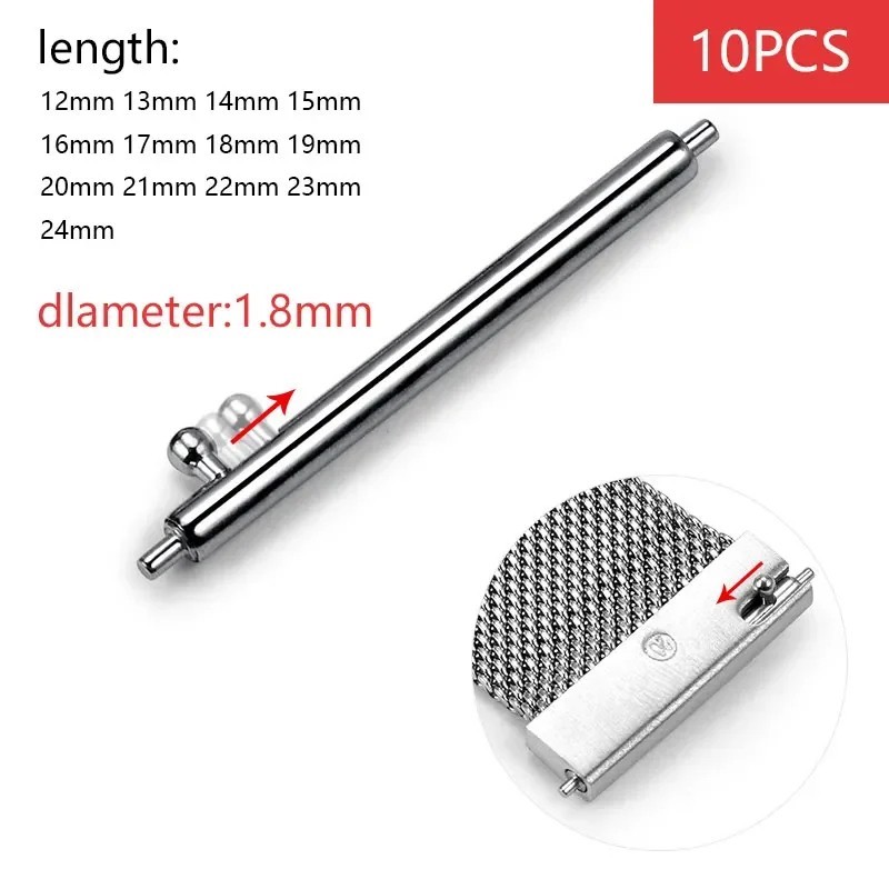10PCS Quick Release Watch Spring Bars 1.8mm Strap Pins Replacement Tool Kit