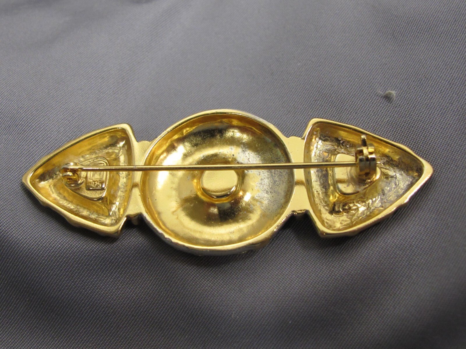 Fine 1980s/90s Parcel GILT STERLING Studio Style PIN w/RED STONE-Signed RW-NR