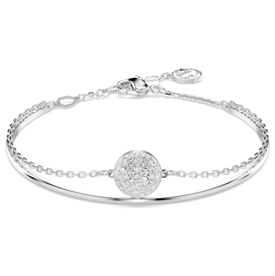 Swarovski Crystal Sublima Bangle Bracelet – White, Rhodium Plated Brand New