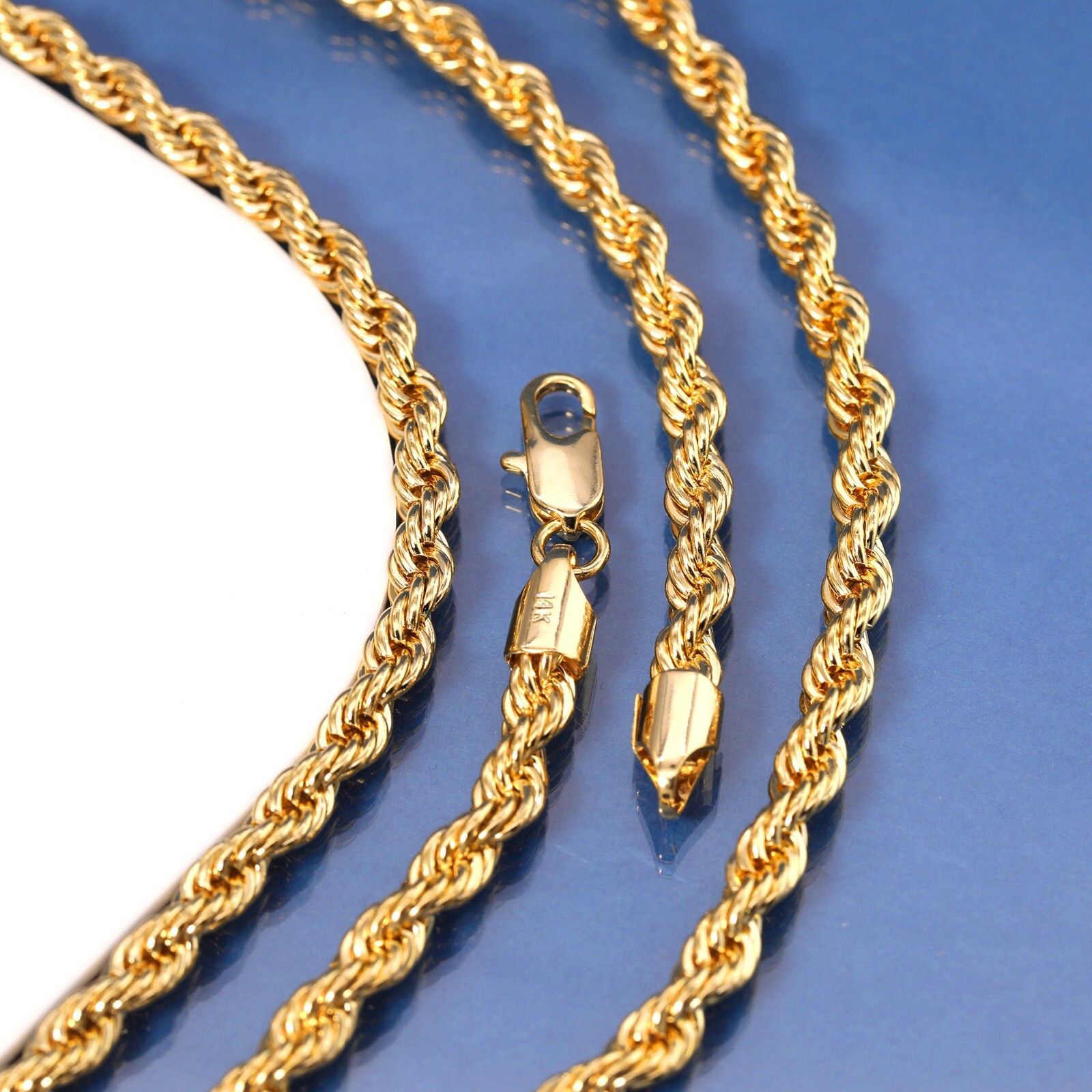 Jesus Cross Pendant Crucifix Nugget Brass 14k Gold Plated 20″ Rope Choker Chain