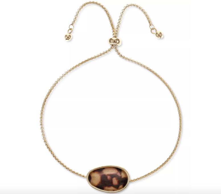 NEW STYLE & CO IMITATION PEARL GOLD-TONE TORTOISE-LOOK SLIDER BRACELET NWT 11″