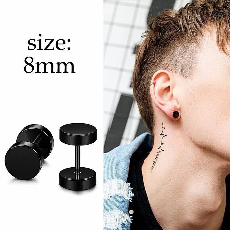 Hypoallergenic Steel Flat Back Stud Earrings for Women Men Cartilage Screw Back