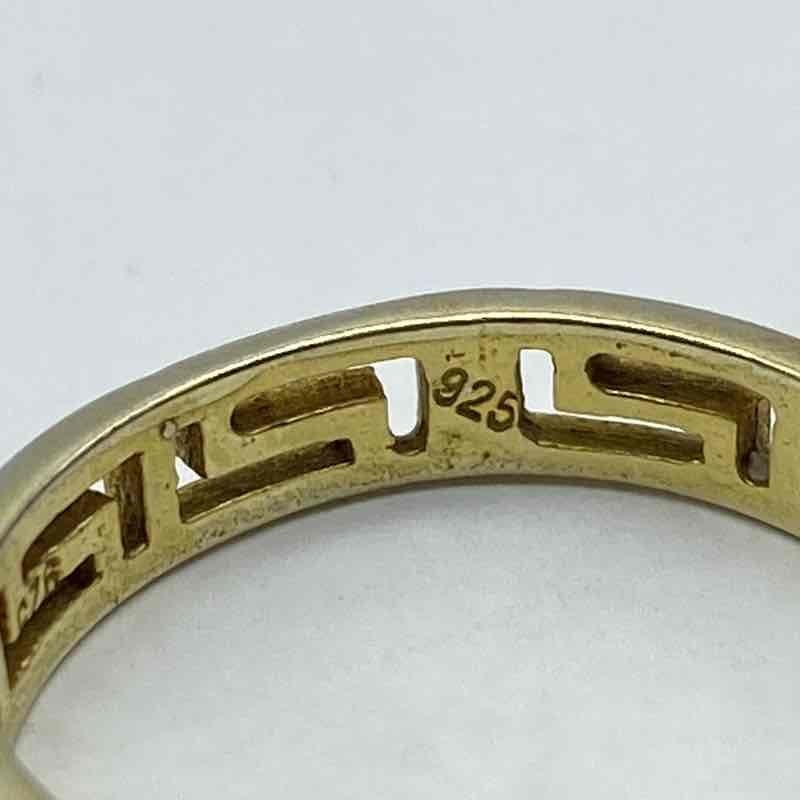 Sterling Silver 925 CZ Jewelry Set Bead Bracelet Greek Key Ring Size 7.5